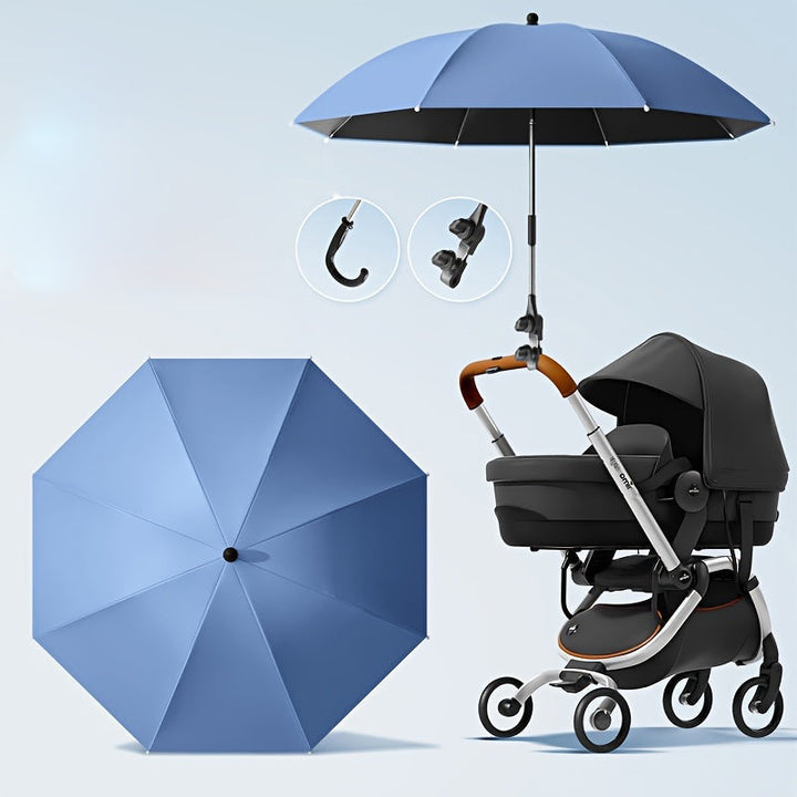 Adjustable stroller sun shade umbrella. Lightweight trolley umbrella offers UV protection & wind resistance.