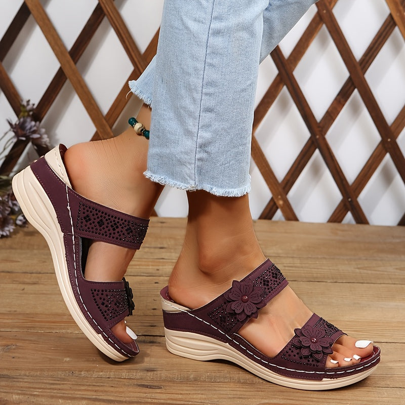 Women's Floral Wedge Slides