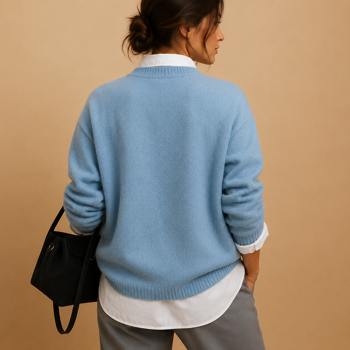Sophisticated women's elegant knit pullover sweater, perfect for versatile, smart casual looks.