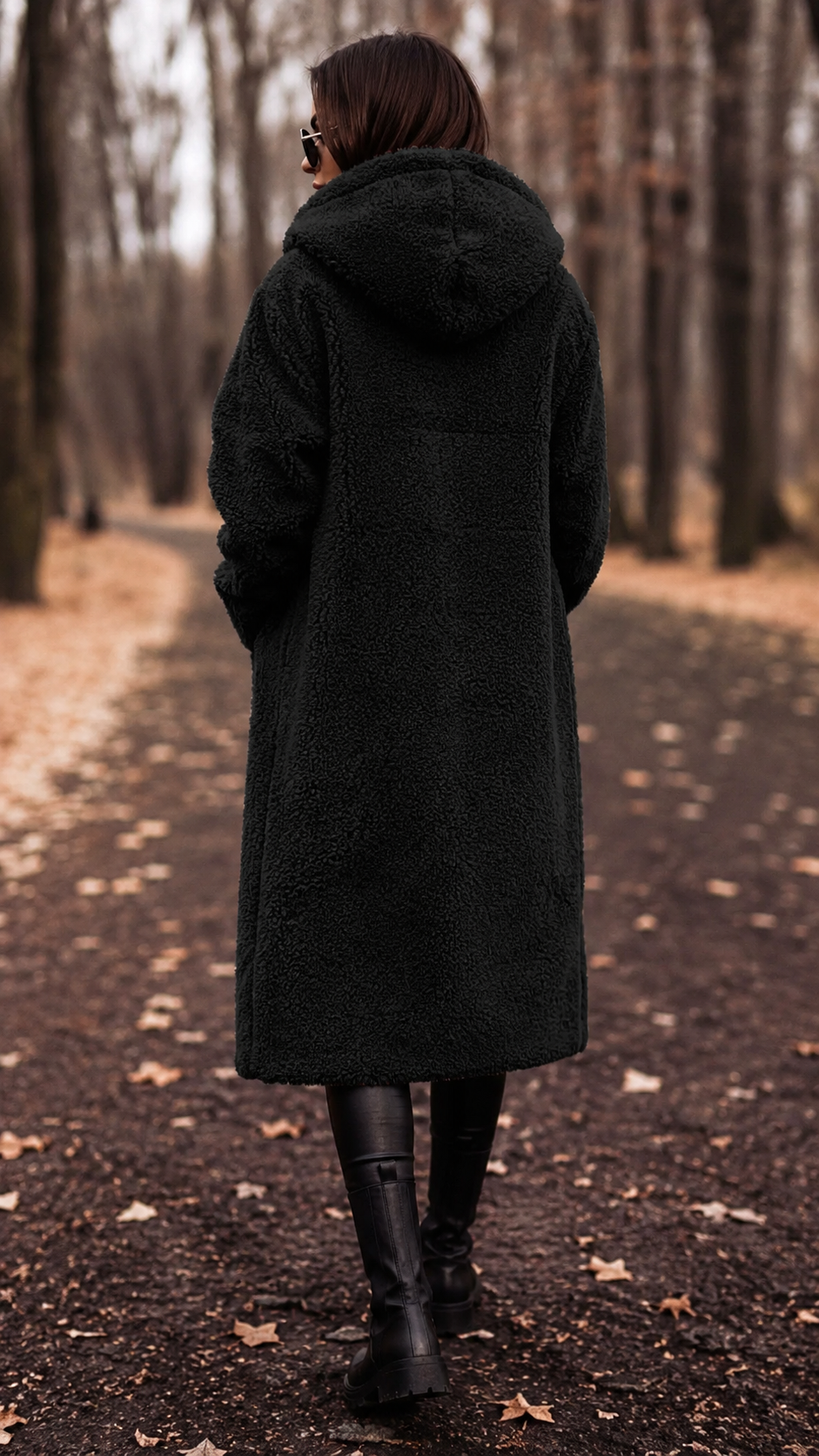 Cozy hooded winter coat for women, perfect elegant layering in cold weather.