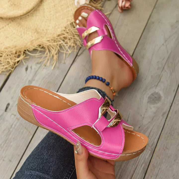 Women's orthopedic wedge slip-on sandals, ideal for summer comfort & foot support.