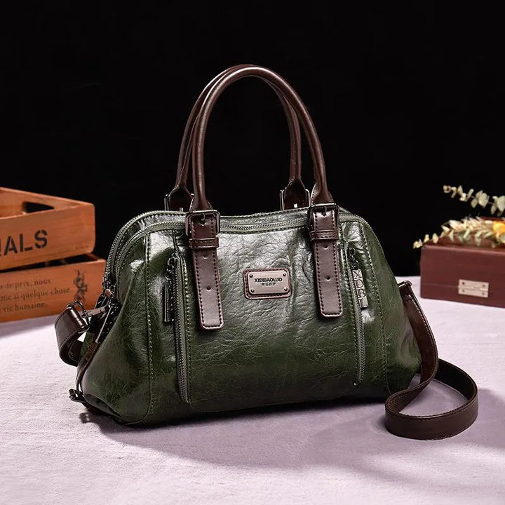 Women's elegant premium leather shoulder bag, perfect everyday accessory. Combines style & durability.