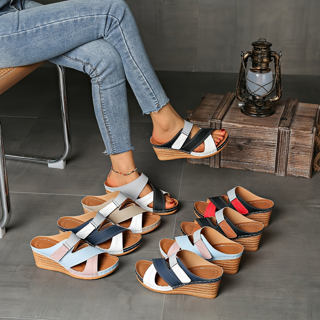 Women's Colorblock Wedge Slides