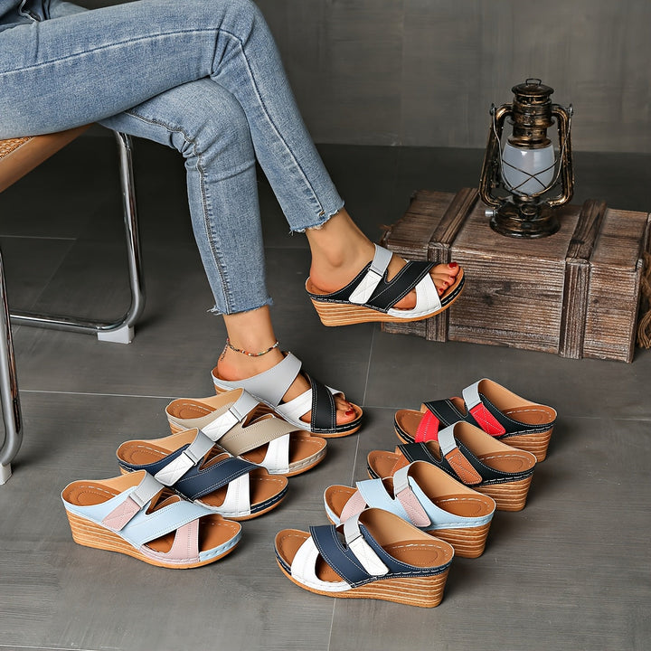 Women's Colorblock Wedge Slides