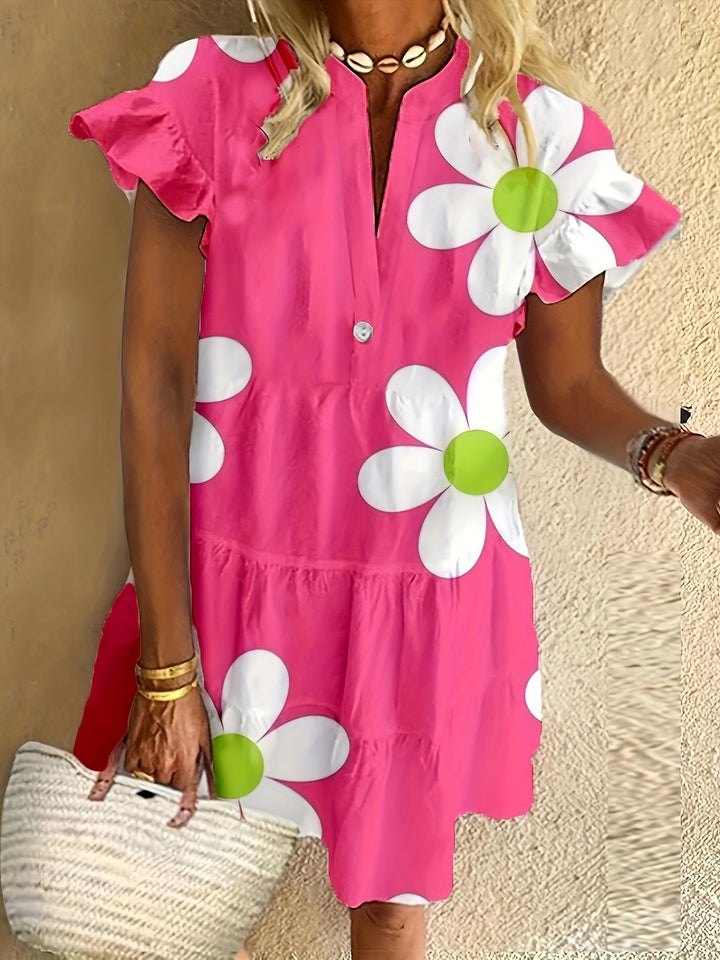 Women's Blooming Style Floral Midi Dress
