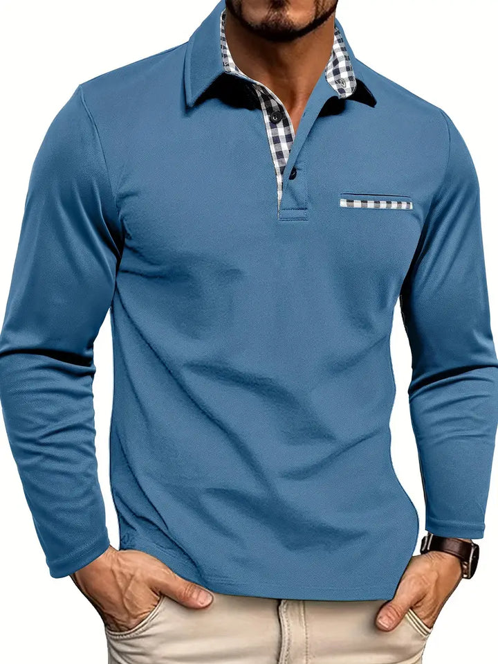 Classic men's long sleeve polo shirt, ideal for everyday comfort and a smart casual look. Machine washable.