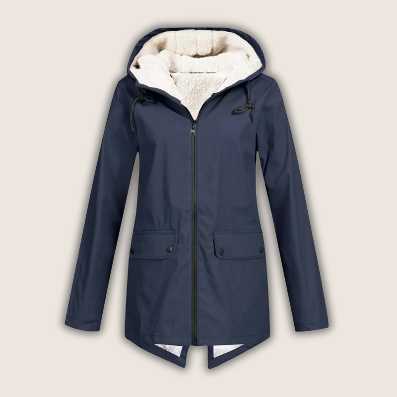 Stylish women's lightweight waterproof rain jacket, perfect for everyday wear, travel & outdoor adventures.