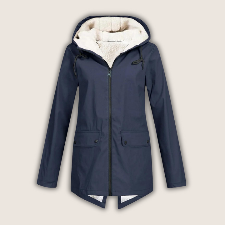 Stylish women's lightweight waterproof rain jacket, perfect for everyday wear, travel & outdoor adventures.