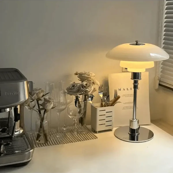 Scandinavian LED table lamp with minimalist design, perfect for modern home decor.