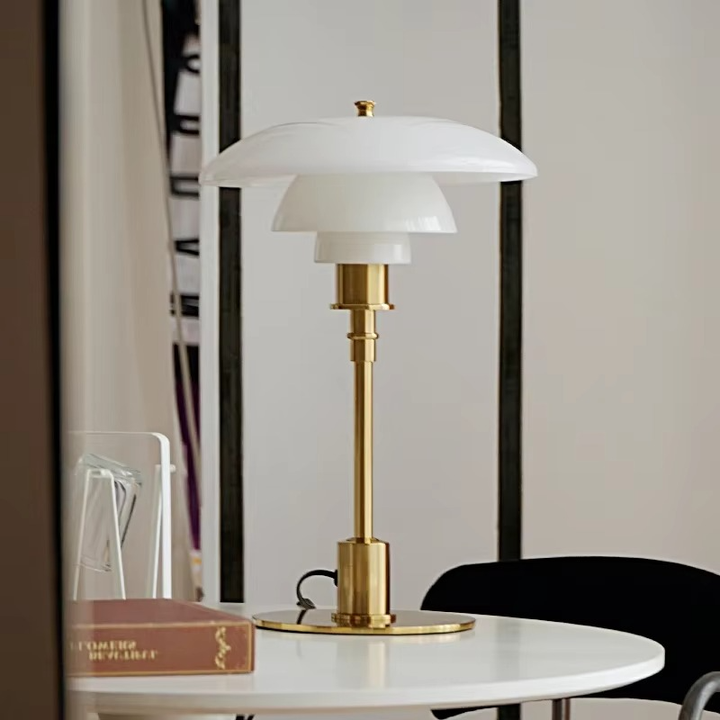 Nordic style LED desk lamp, featuring iron and glass for ambient modern lighting.