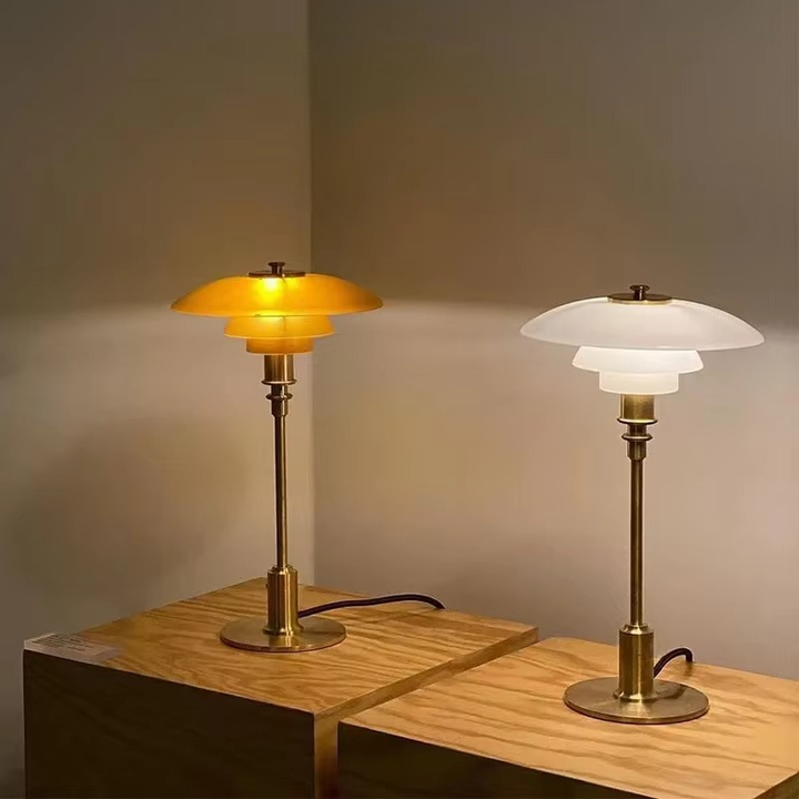 Iron and glass LED table lamp, a modern nordic style addition to any desk or bedside.