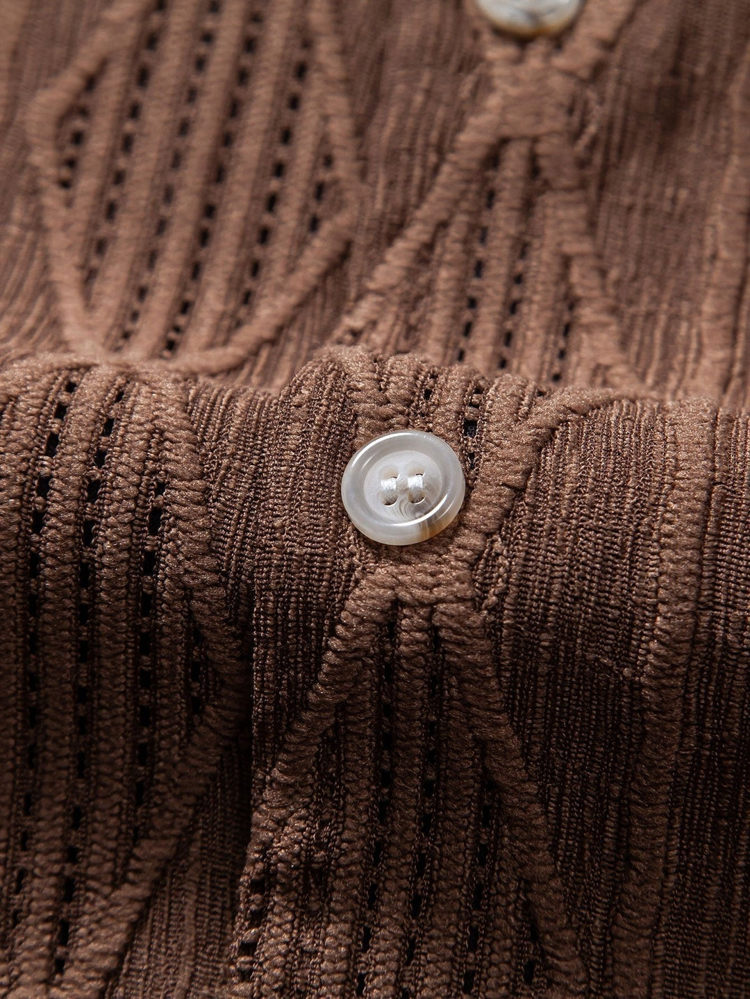 Men's relaxed fit textured camp collar shirt, short-sleeve, button-down. Ideal for casual summer fashion.