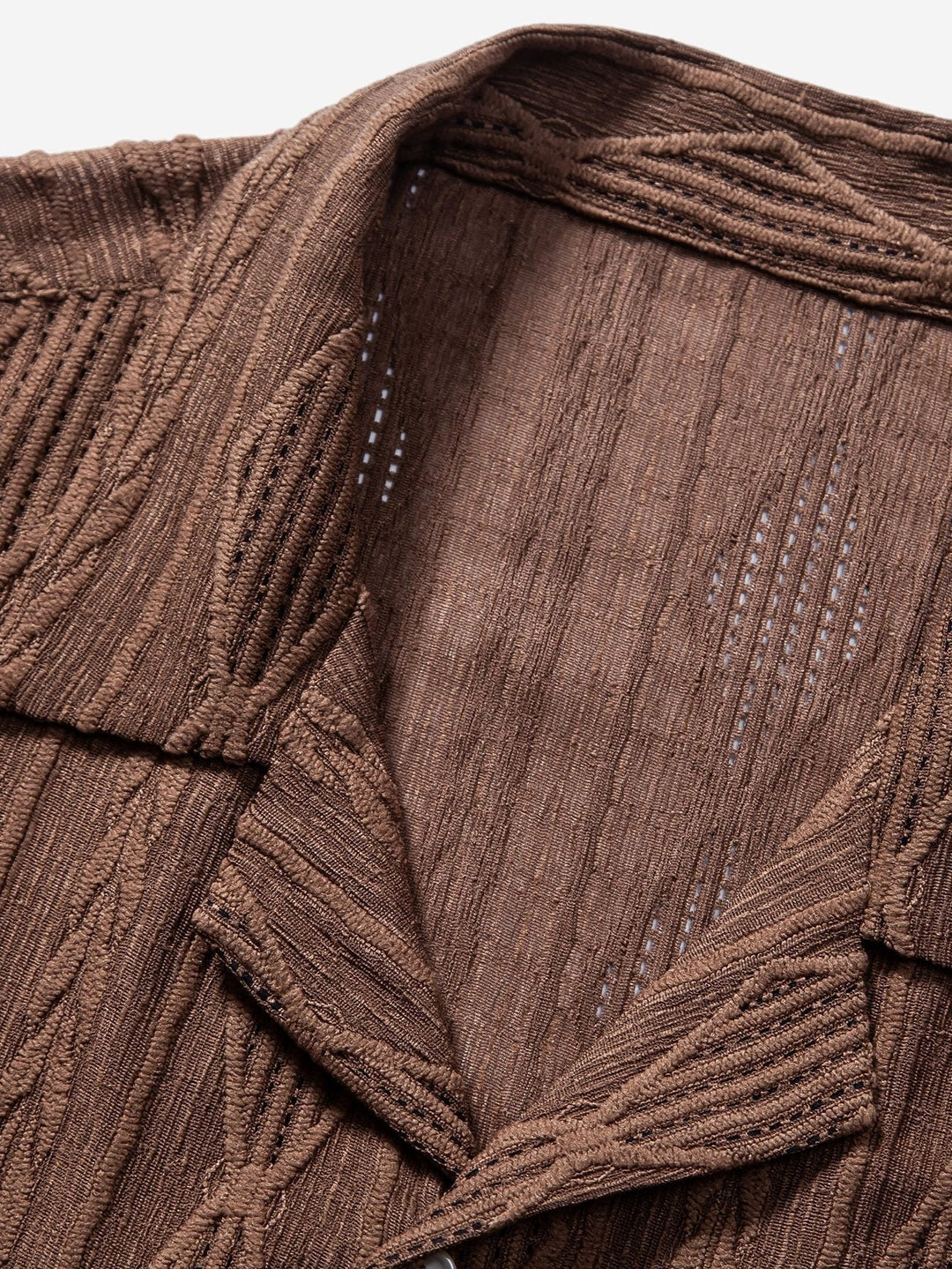 Soft textured men's camp collar shirt, short-sleeve, relaxed fit. Comfortable for warm weather.
