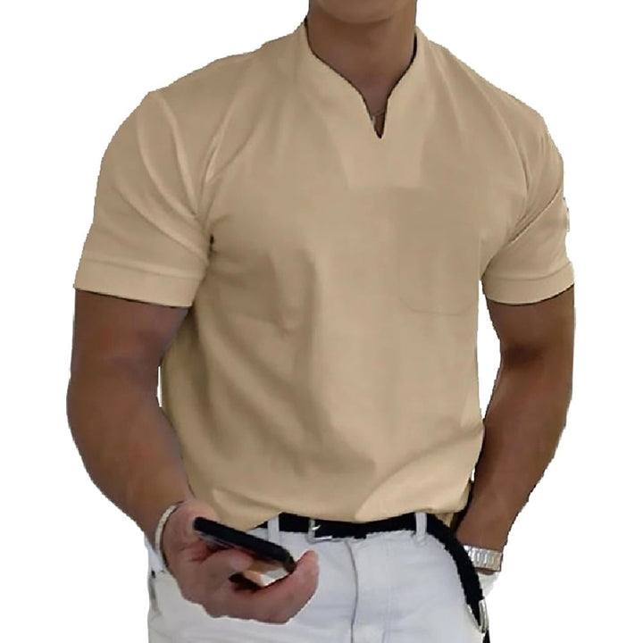 Modern men's V-neck tee with short sleeves & tailored fit. Perfect for a smart casual everyday appearance.