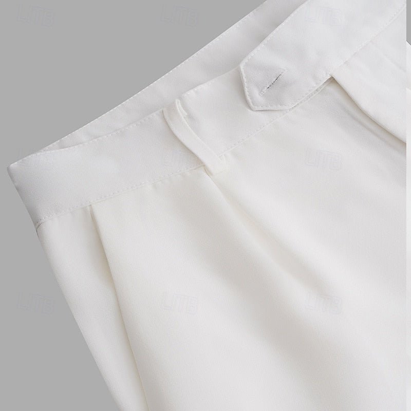 Modern men's straight-leg dress pants, designed for a sleek silhouette in office or wedding attire.