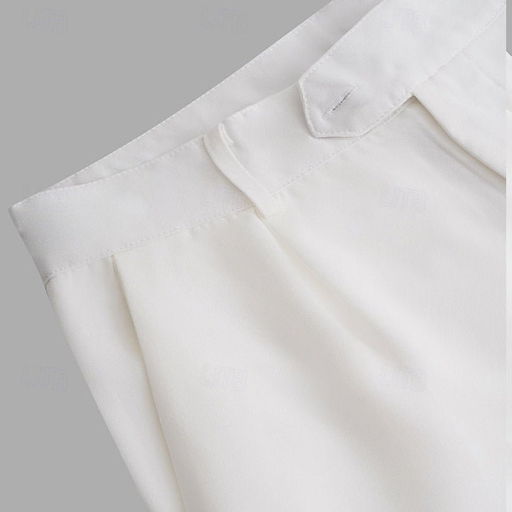 Modern men's straight-leg dress pants, designed for a sleek silhouette in office or wedding attire.