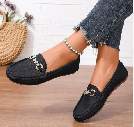 Timeless women's slip-on loafers in a versatile classic style. Perfect elegant footwear for work or casual.