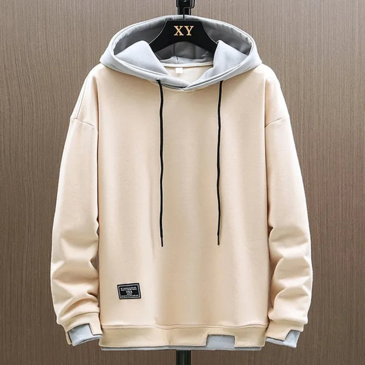 Versatile men's classic pullover hoodie in navy, perfect for layering & casual streetwear style.