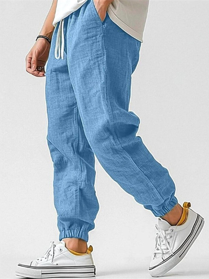 Soft fabric men's relaxed fit joggers, offering modern style and all-day comfort.