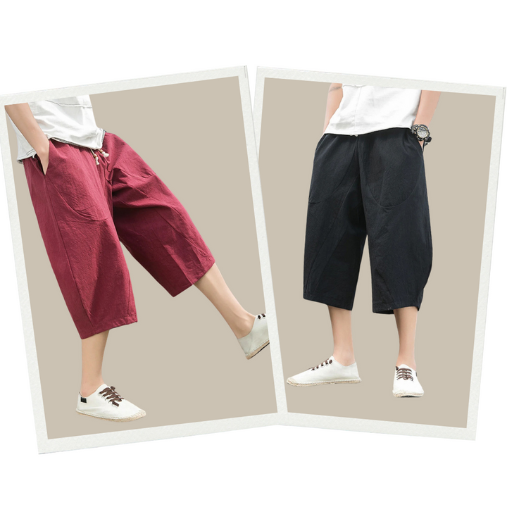 Men's stylish three-quarter pants, perfect for summer; casual & comfortable for versatile daily activities.