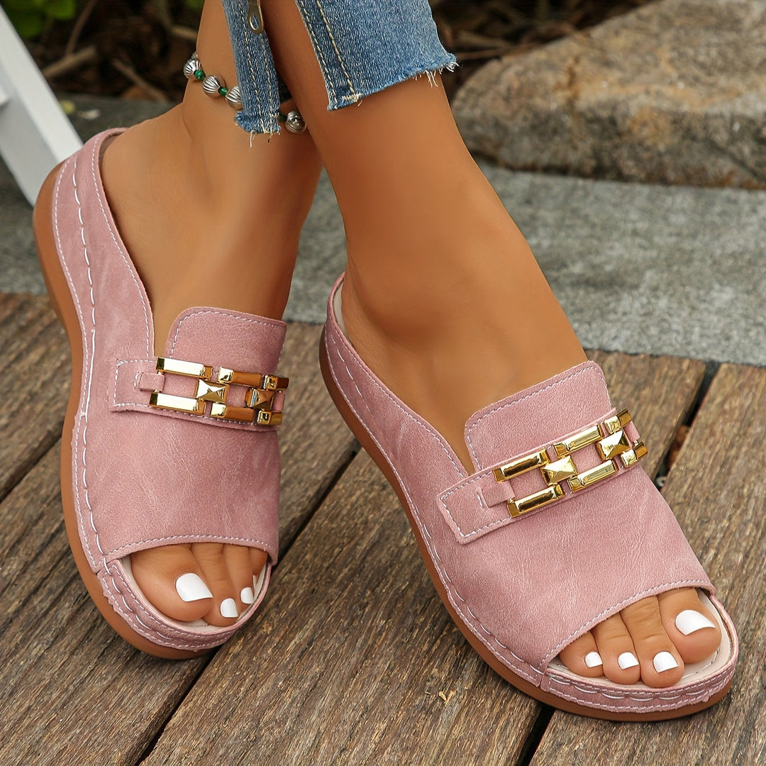 Women's Gold-Link Slide Sandals