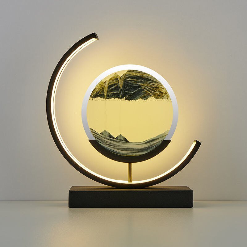 Relaxing deep sea sand art display, an illuminated moving sand sculpture for tranquil home decor.