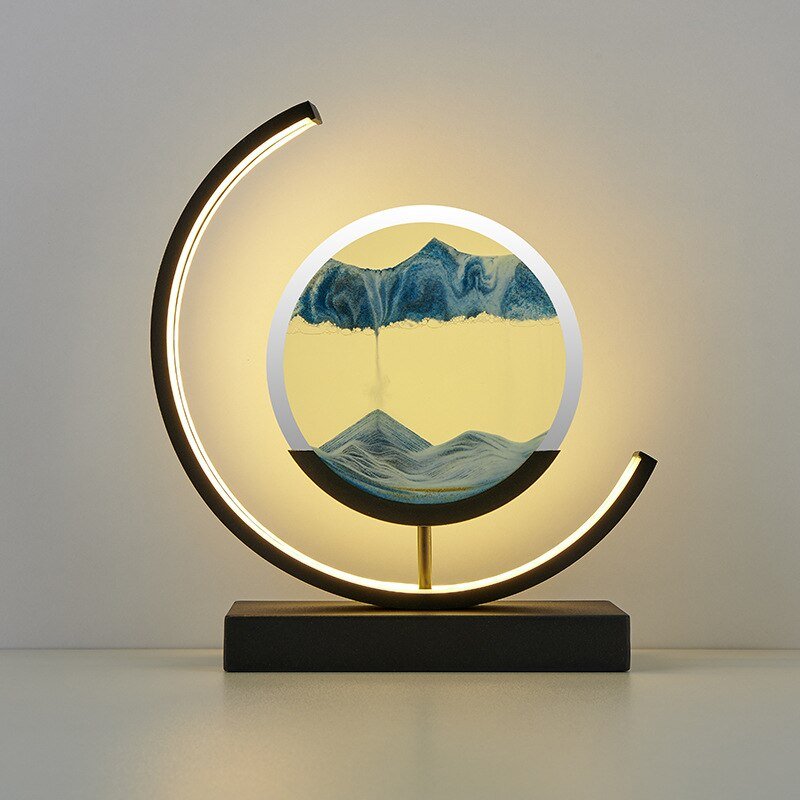 Mesmerizing illuminated moving sand art, creating dynamic deep sea landscapes for peaceful ambiance.