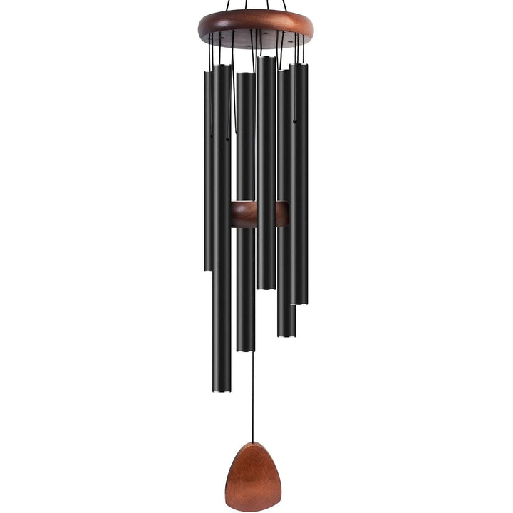 Soothing deep tone aluminum wind chimes, creating a peaceful ambiance for relaxation and home decor.