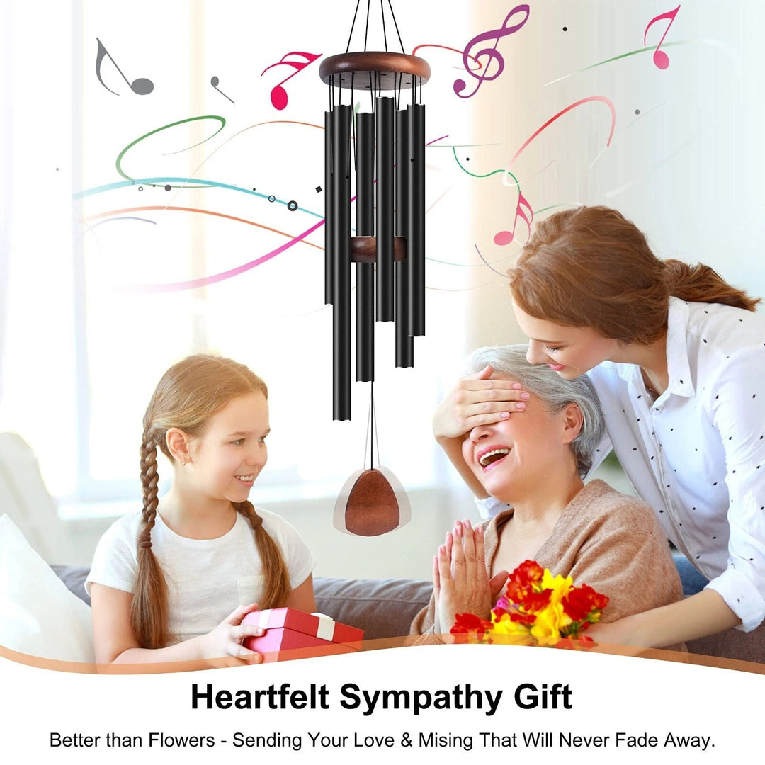 Decorative deep tone aluminum wind chime, enhancing home and garden decor with its tranquil presence.