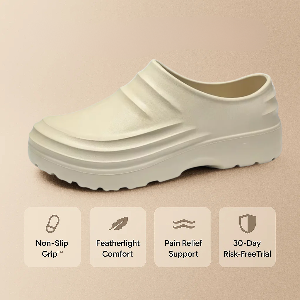 Cushioned, lightweight slip-on comfort clogs for unisex everyday wear. Features a non-slip sole for enhanced safety.