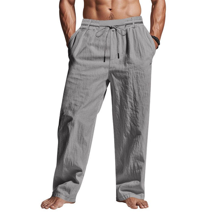 Men's relaxed fit drawstring trousers for comfortable holiday wear. Perfect summer vacation pants.