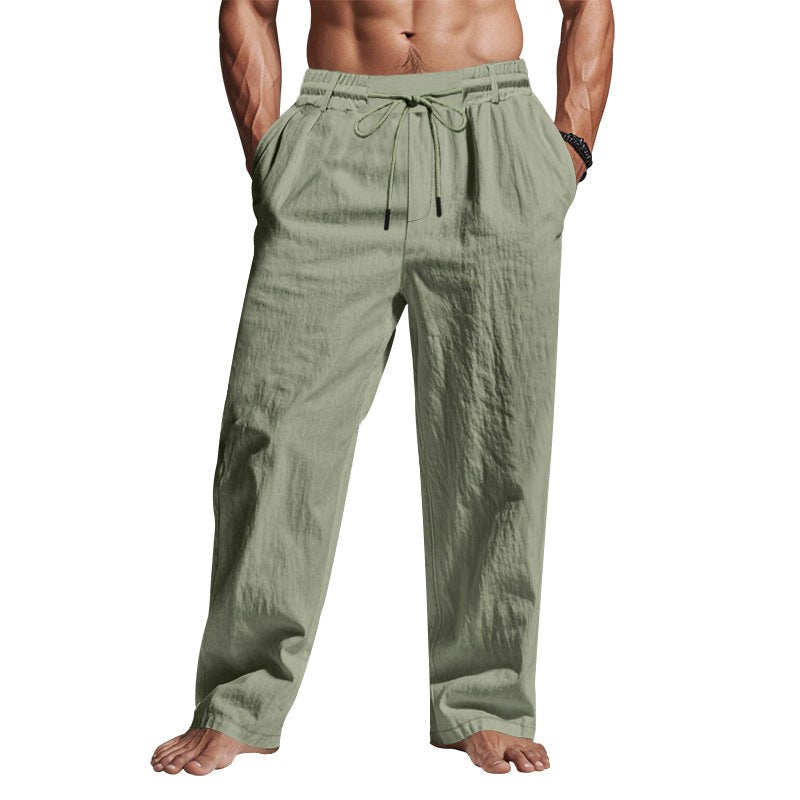 Men's comfortable holiday trousers with drawstring waist & relaxed fit, great for beach or travel.