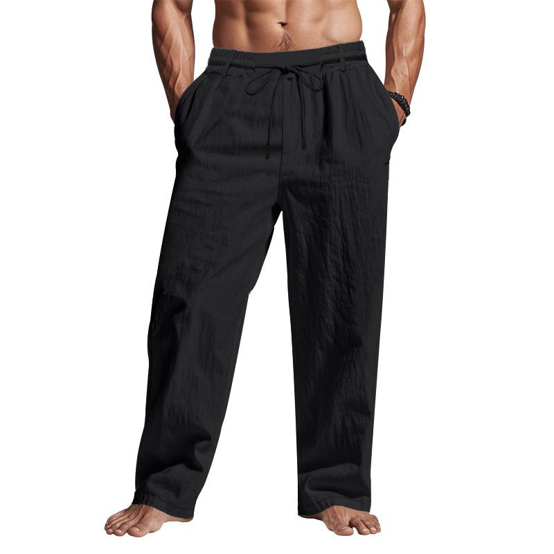 Fashionable men's relaxed fit drawstring pants, perfect casual wear for summer holidays & everyday comfort.