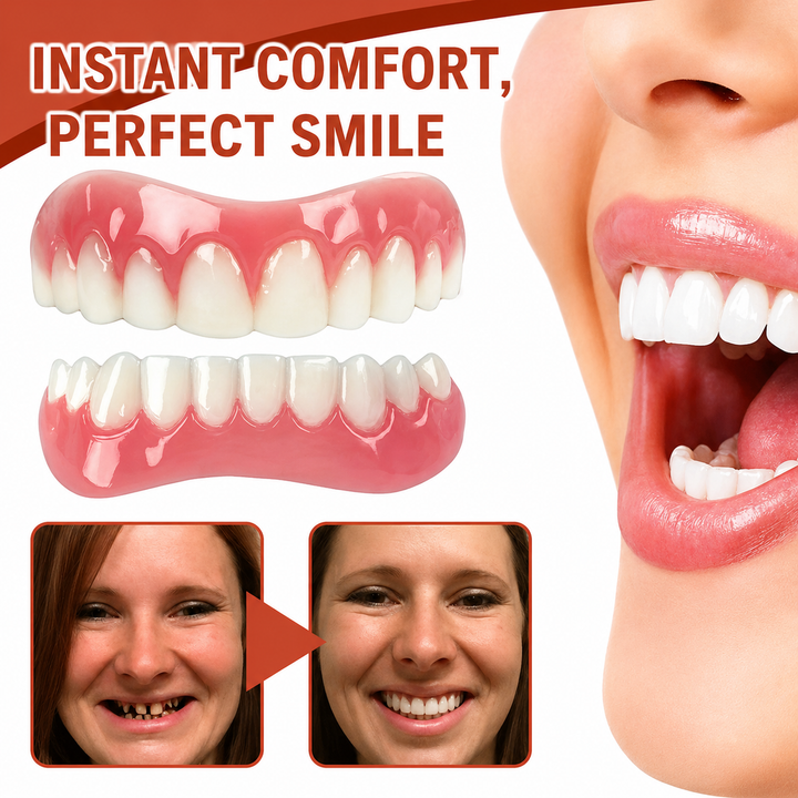 Soft silicone denture cushion for secure, non-slip fit & all-day comfort, reducing gum irritation.