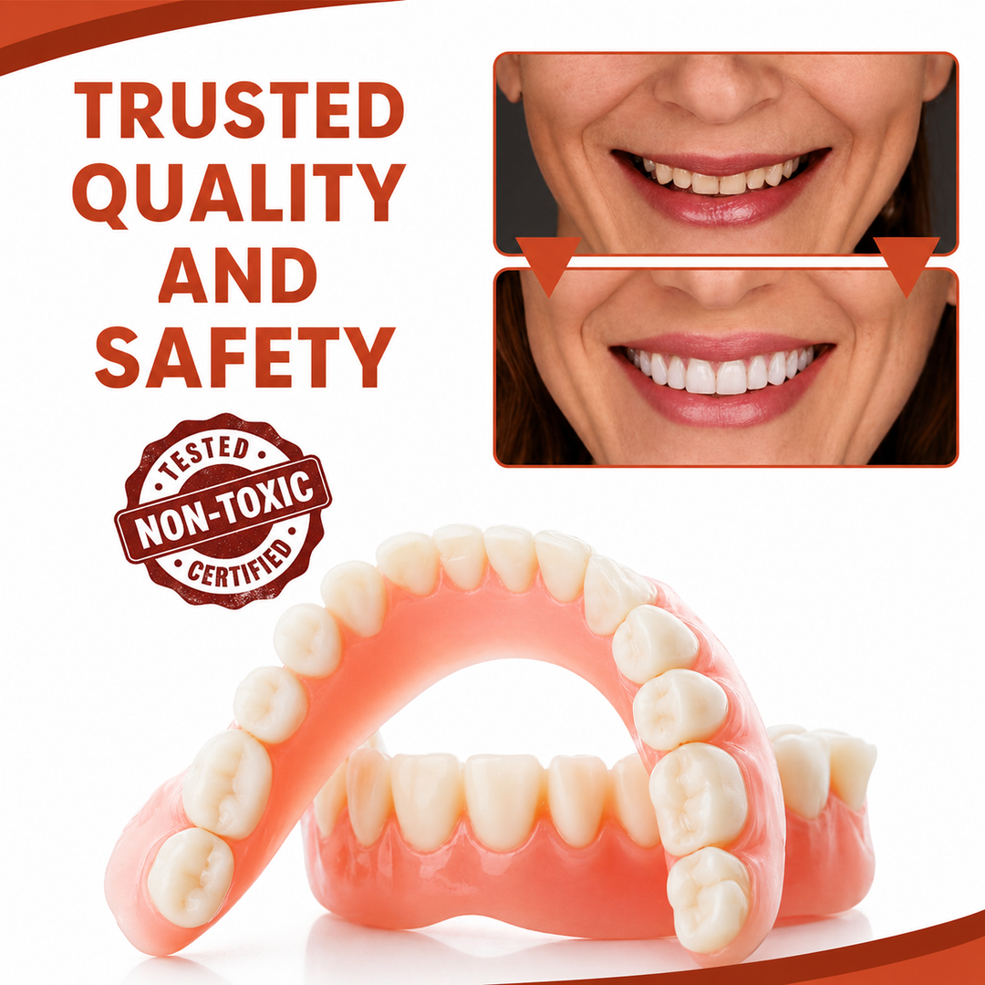 Unisex silicone denture cushion for superior stability, pain relief & comfort, preventing slippage.
