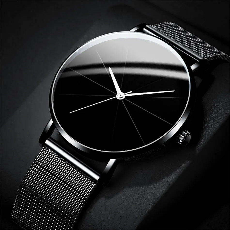 Durable men's classic dress watch, stainless steel case & band, elegant design.