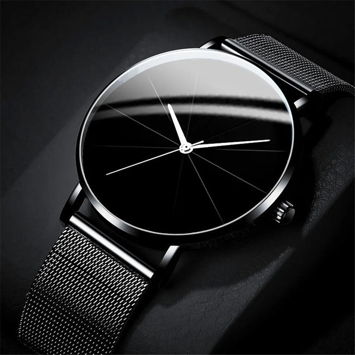 Durable men's classic dress watch, stainless steel case & band, elegant design.