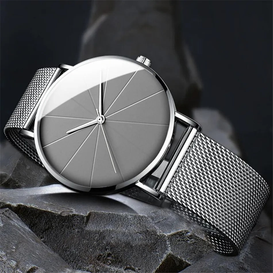 Gift for him: Durable men's classic stainless steel dress watch with elegant appeal.