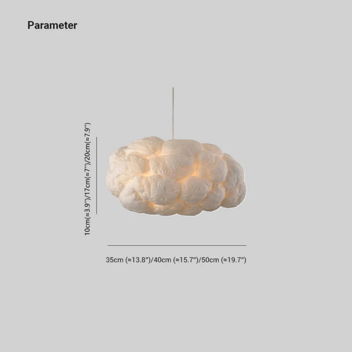 White PVC/Cotton cloud LED pendant lamp, stylish modern decor accent light.