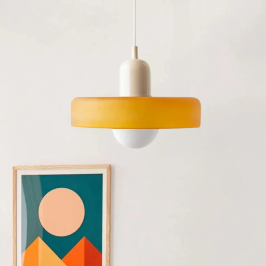 Energy-efficient GloboLuxe pendant, modern design LED lamp for bedroom interior.