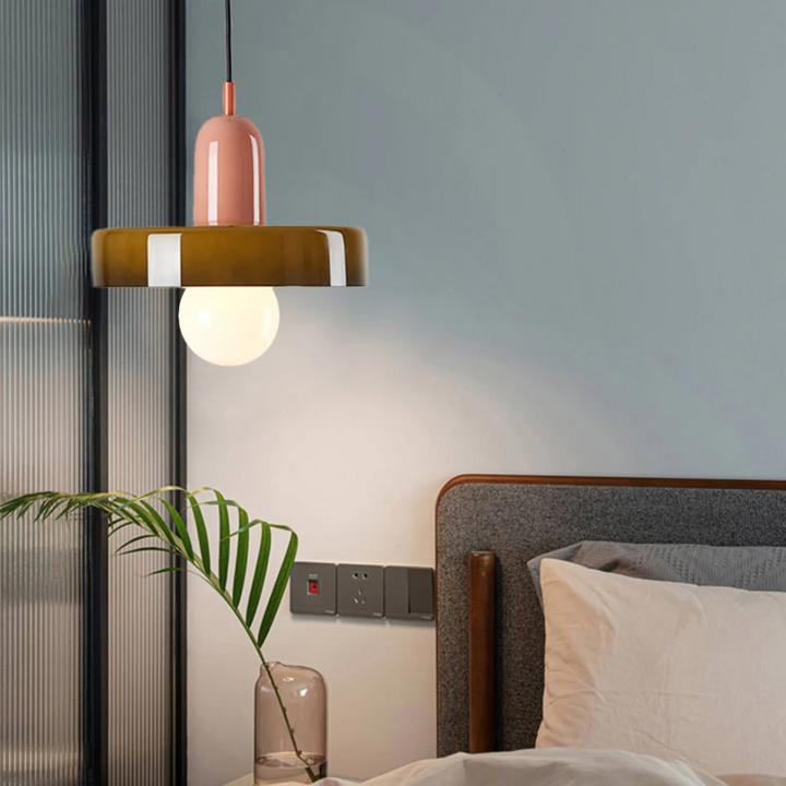 Modern LED pendant, GloboLuxe glass design for vibrant living room lighting.