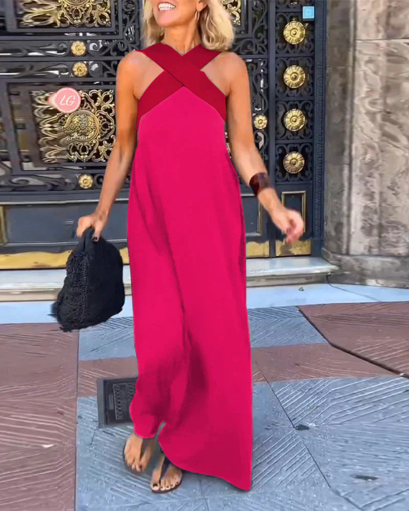 Women's Maxi Dress - Breathable Comfort Crossover Style