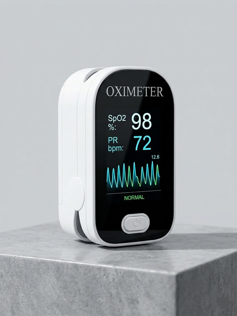 Digital fingertip oximeter monitor for non-invasive SpO2 and pulse rate readings