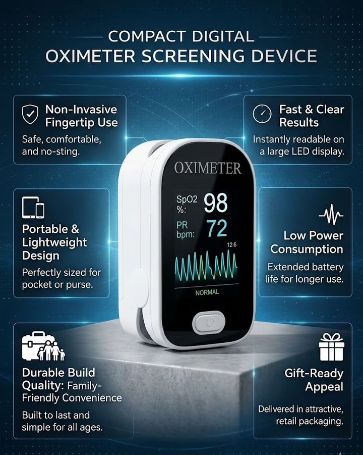 Easy-to-use digital health device: fingertip oximeter for quick SpO2 measurement