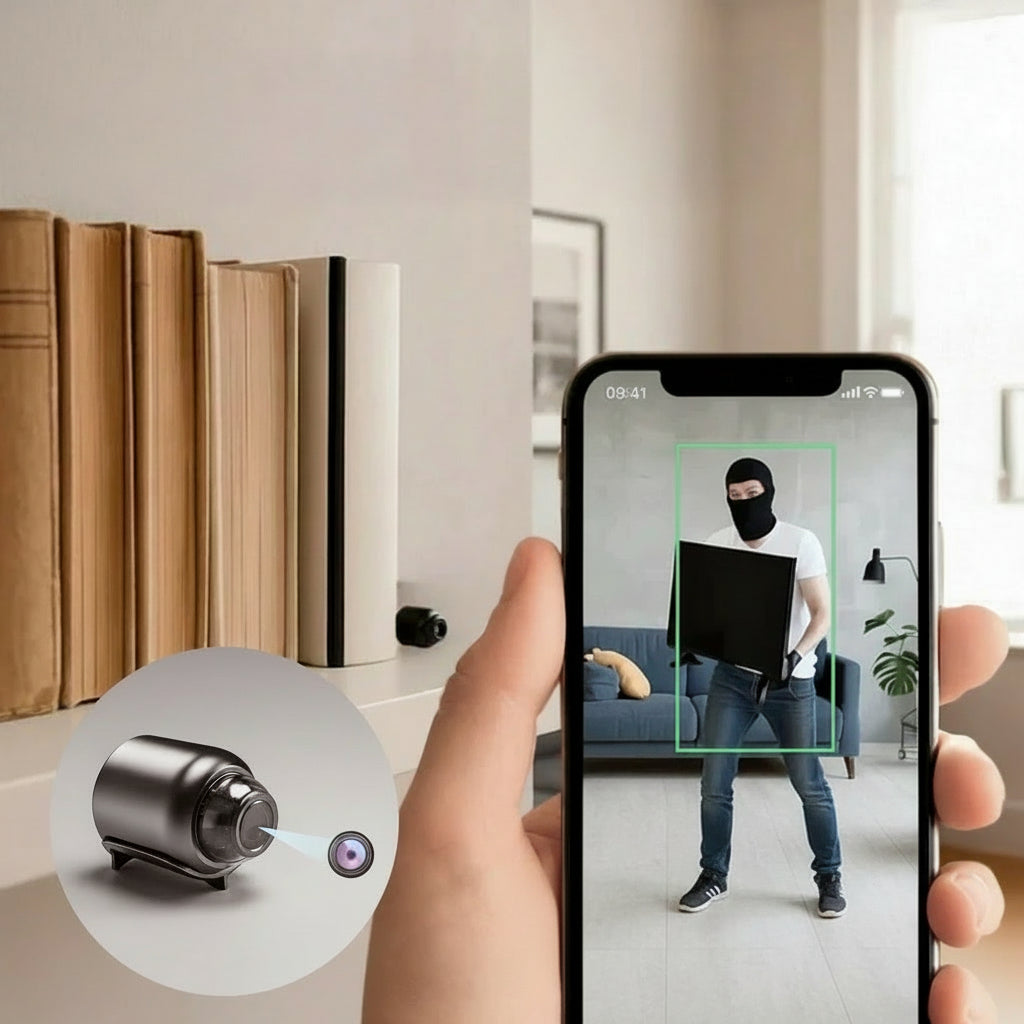 Wireless nanny cam offering discreet 1080p video and audio recording.