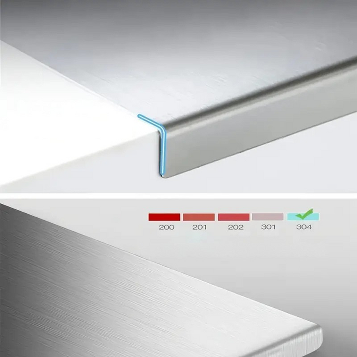 Robust double-sided stainless steel cutting board. A hygienic, non-slip kitchen tool for diverse food prep.