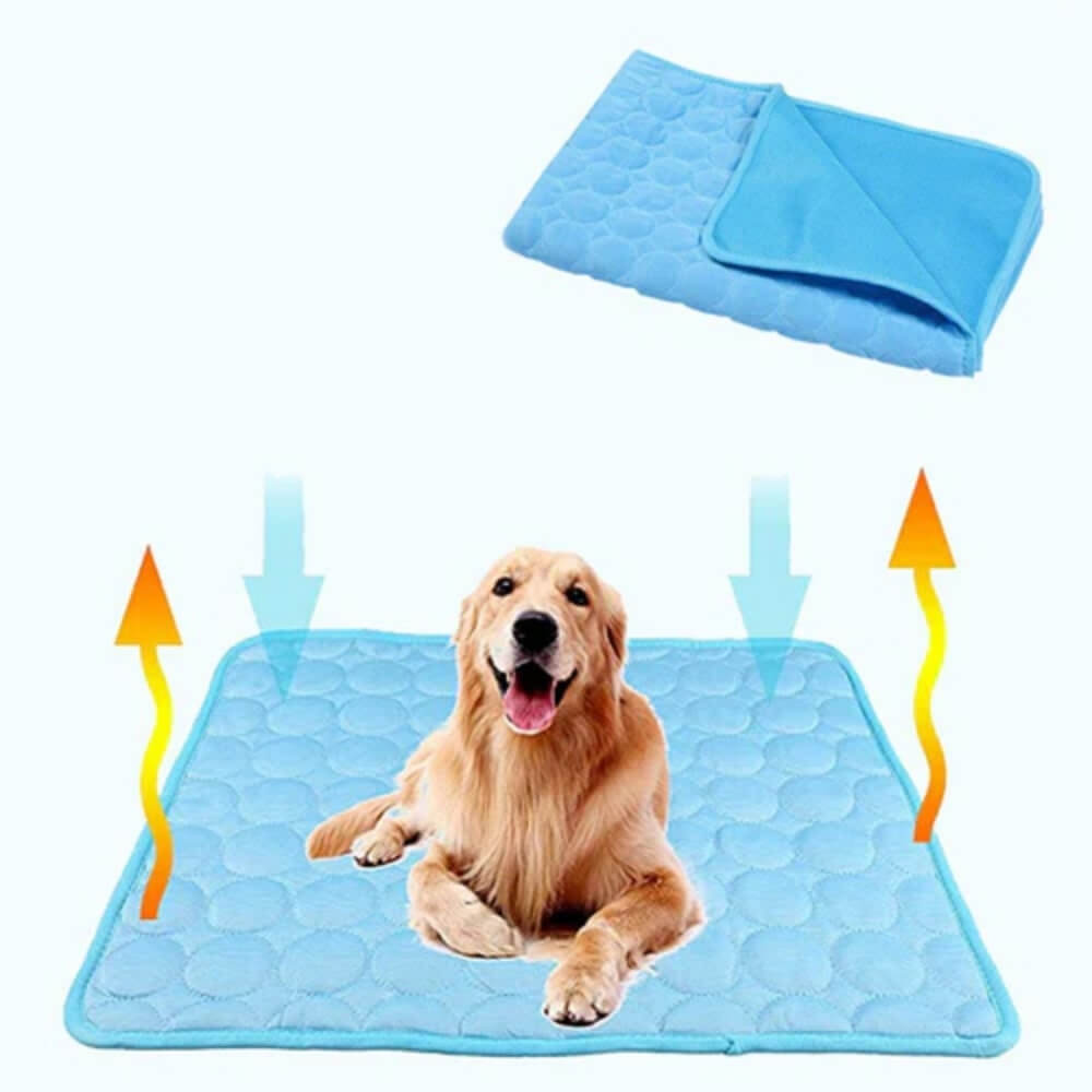 Dog cooling mat provides instant heat relief for pets, perfect for summer comfort. Pressure-activated cool bed for dogs.