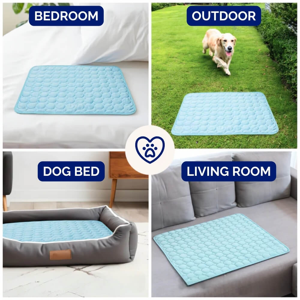 Keep your dog cool and comfortable with this heat relief mat. Pressure-activated, portable pet cooling pad for summer.