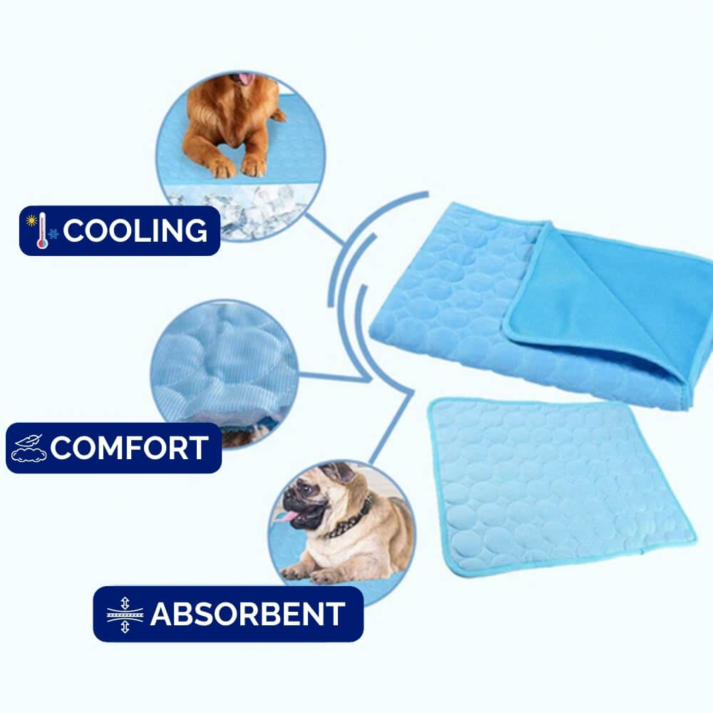 Comfortable dog cooling mat for instant heat relief. A pressure-activated cool bed, essential pet supply for summer.