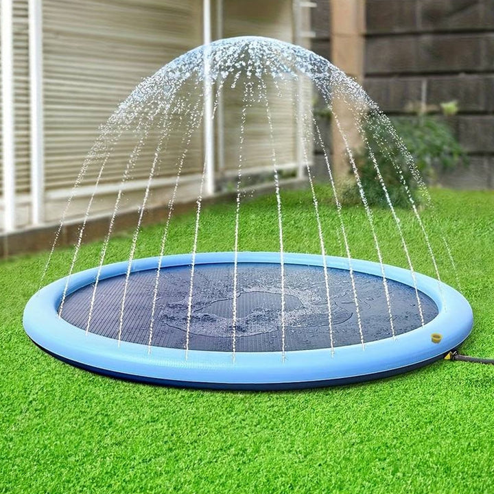 Outdoor dog pool and pet sprinkler splash pad. Ideal for keeping dogs cool during summer.